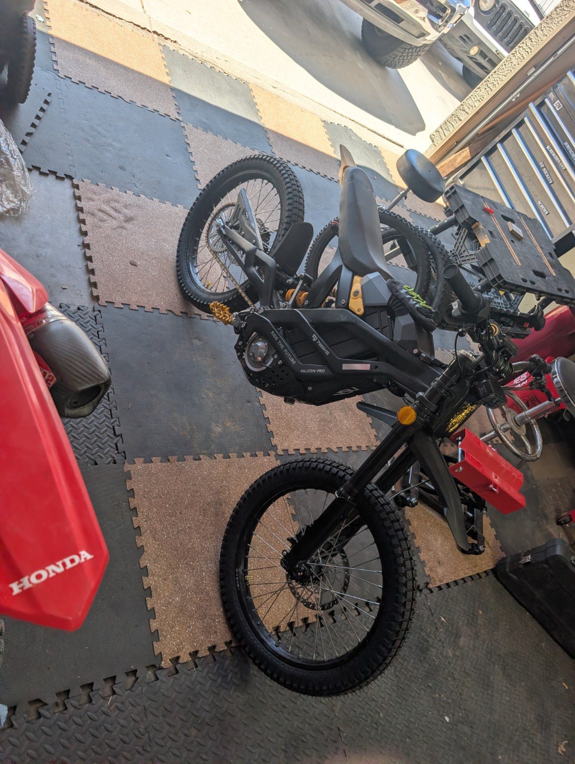 Black e-bike after tire replacement